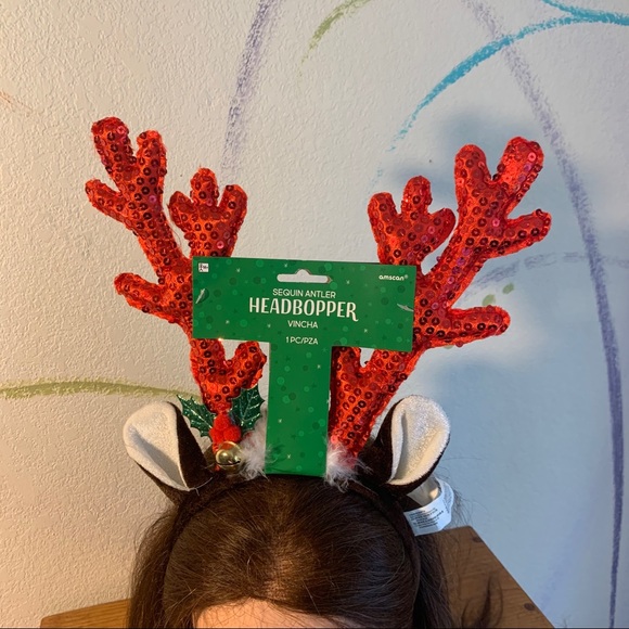 ❗️3/$10 PARTY CITY Sequin in Reindeer Antlers Head - Picture 3 of 4